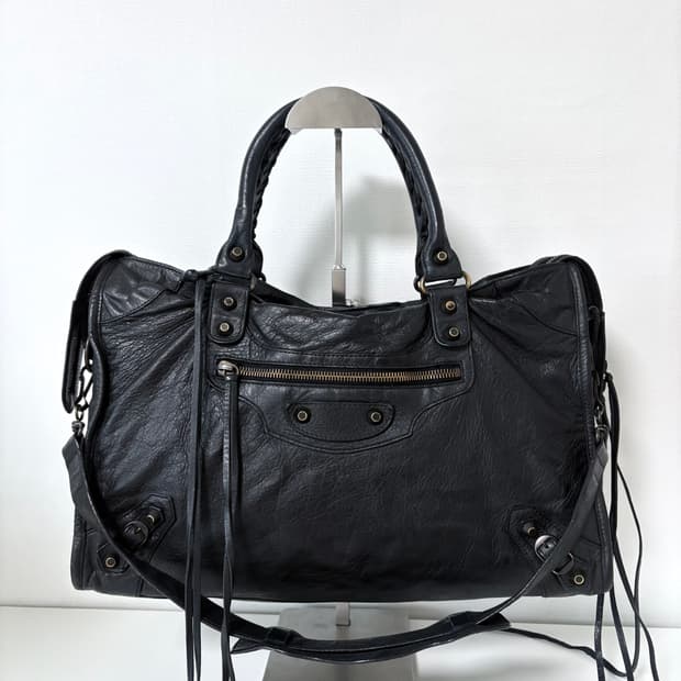 발렌시아가 시티 모터백 블랙