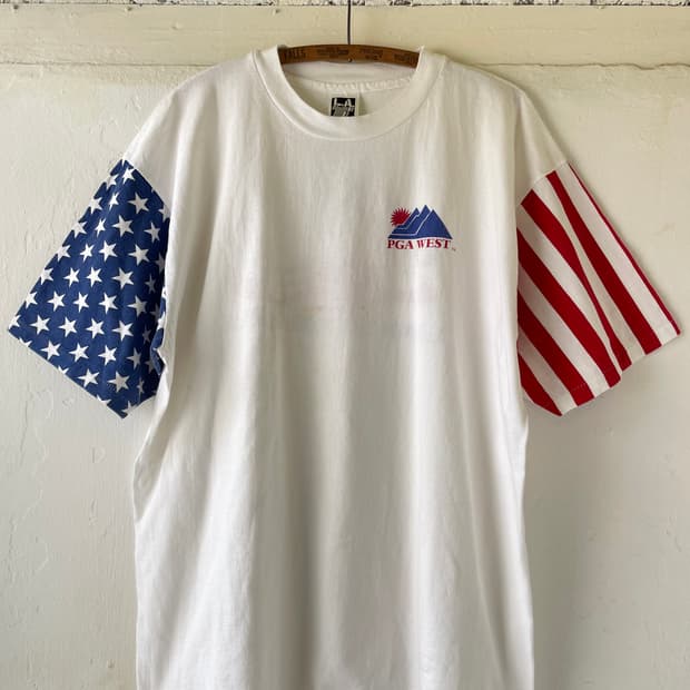 1990's Vintage PGA WEST Flag Sleeve Tee 