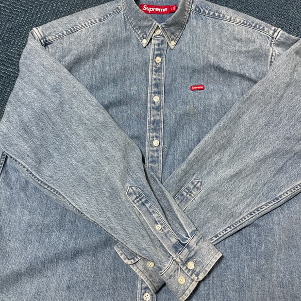슈프림 스몰 박스 데님 셔츠 워시드 인디고 s사이즈 25SS 