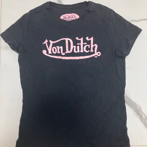 본더치 Y2K 슬림 베이비티 다크 그레이 연핑크 반팔티