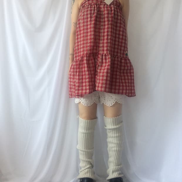 Check pattern sleeveless onepiece