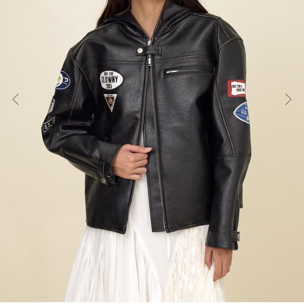 glowny 글로니 레이서 후드 레더 자켓