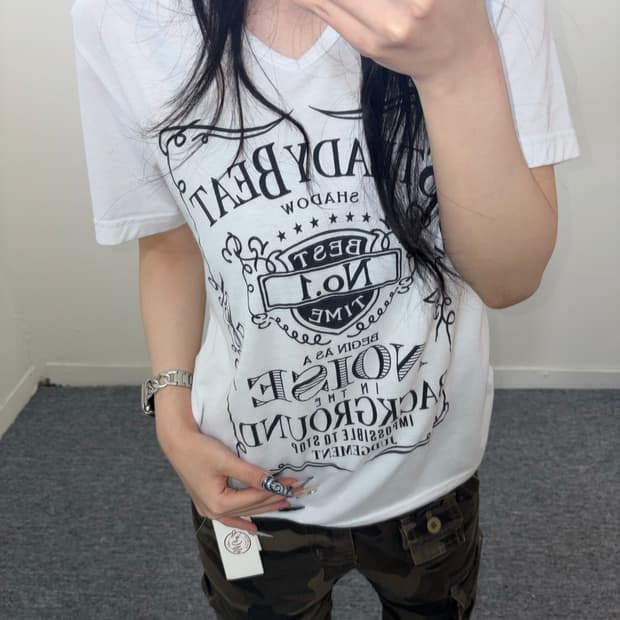 ◈ 레터링 브이넥 반팔 ◈