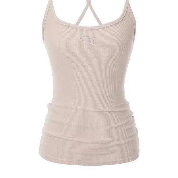 쓰리타임즈 Jewel cross back tank top S
