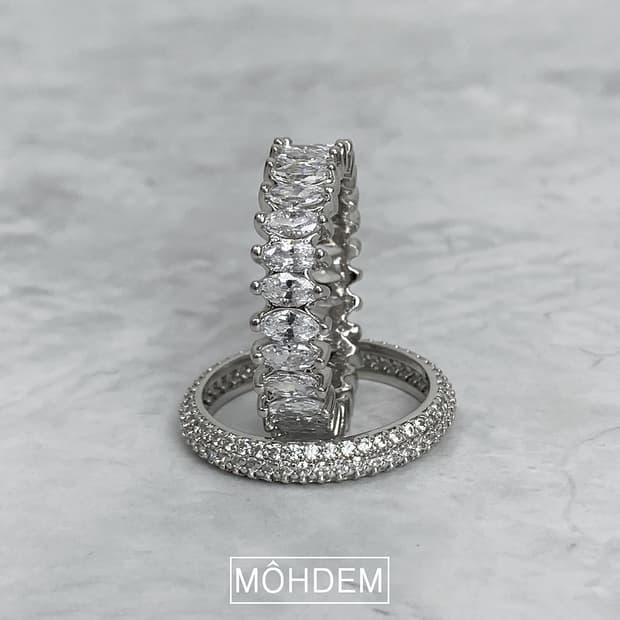 [Unisex] 테니스 다이아 크라운 반지