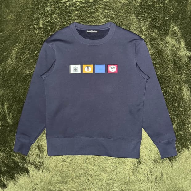 아크네 스튜디오 애니멀 페이스 소프트 터치 스웻셔츠 네이비