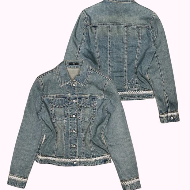 y2k cubic button denim jacket