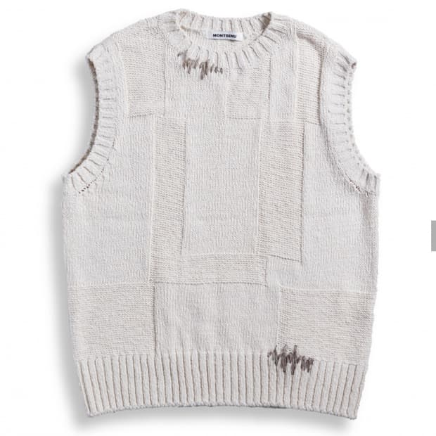 몽세누 핸드 스티치드 니트 베스트 아이보리 (L)