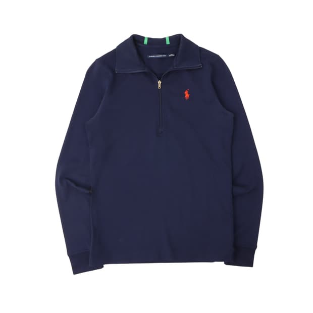 랄프로렌 우먼스 네이비 하프집업 코튼 니트