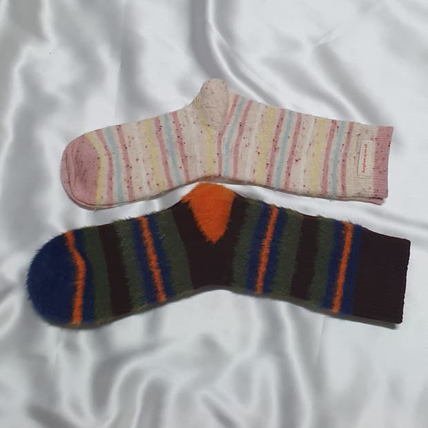 옐로우 민트 핑크 그린 블루 오렌지 브라운 스트라이프 양말