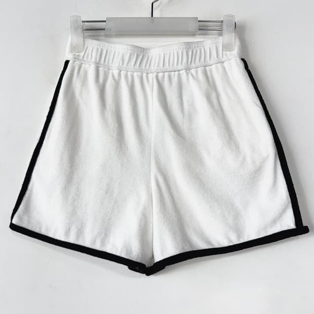 오브제 테리 파이핑 블링 로고 와펜 숏츠