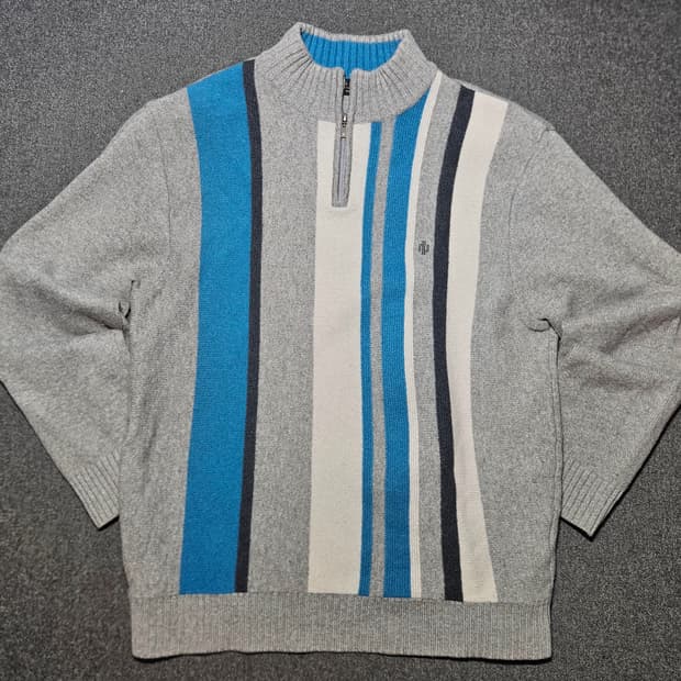 인디안 남성 반집업 니트 100