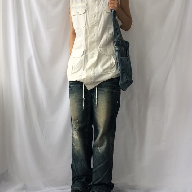 Multi pocket point high neck long vest