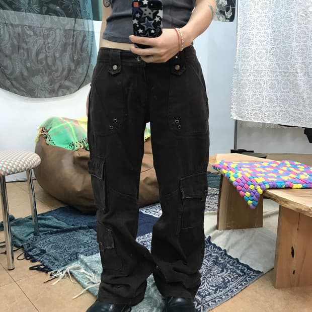 빈티지 브라운 포켓 카고팬츠 