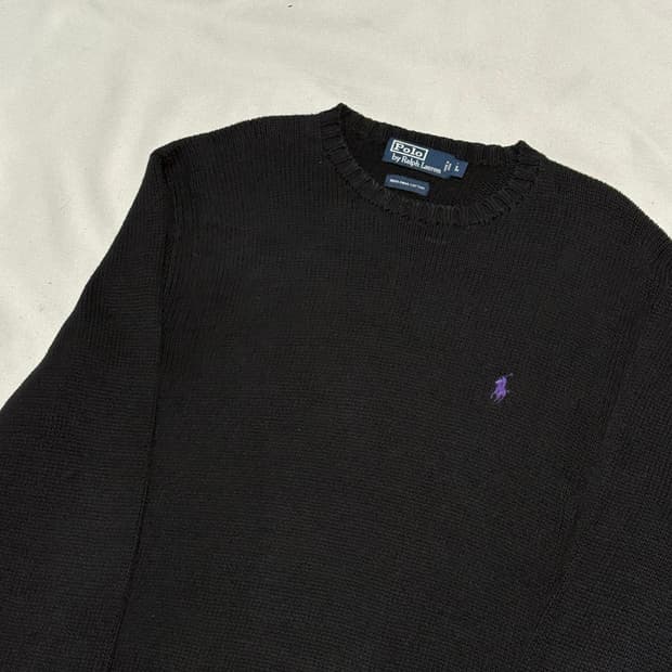 L 폴로랄프로렌 퍼플포니 피마코튼 블랙 니트