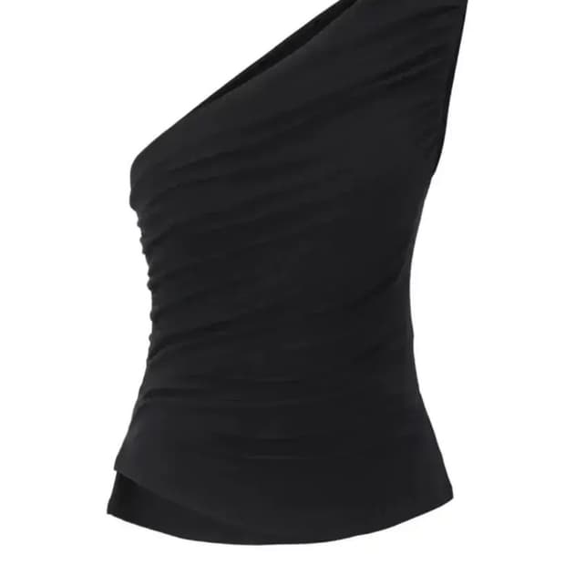 Threetimes One-shoulder drape top black