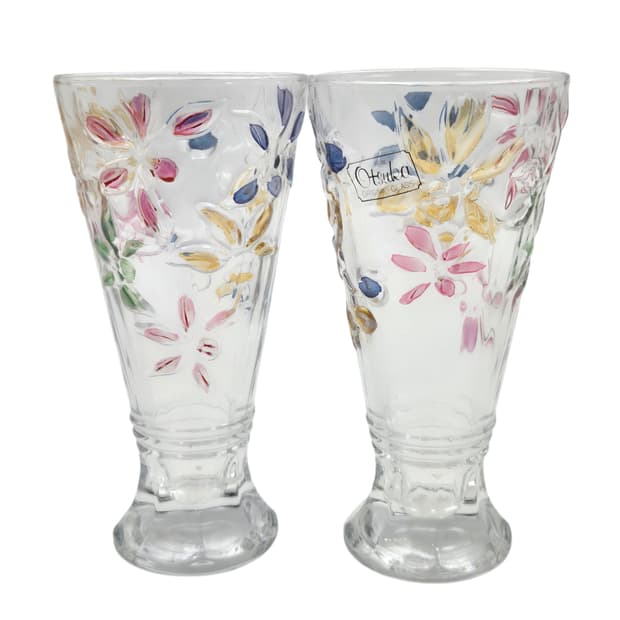 80s 오츠카 컬러 플로랄 다각 파르페 잔 1p