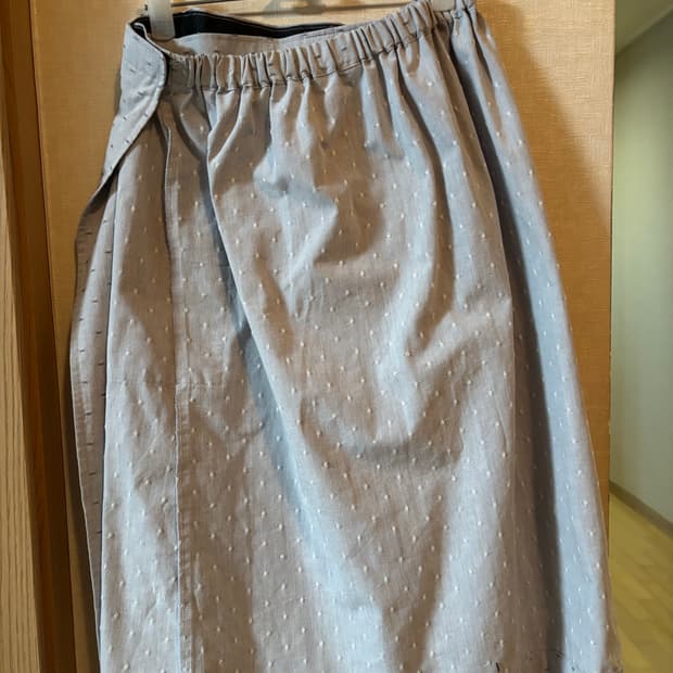 빈티지 찍찍이 화이트 도트 스커트