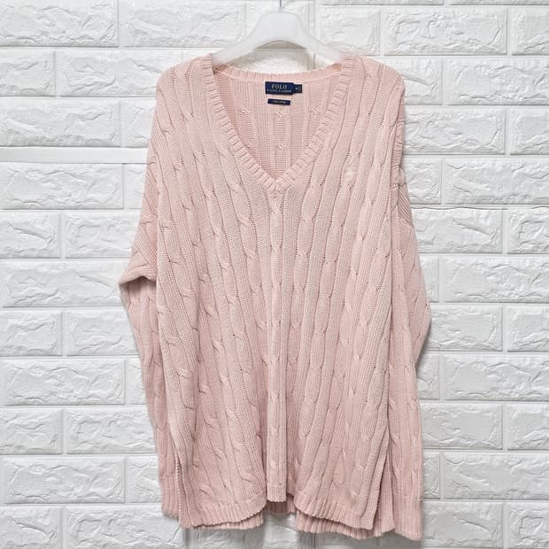 택포// 폴로 랄프로렌 핑크 꽈배기 니트 M