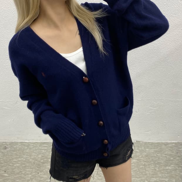 폴로 랄프로렌 버건디포니 네이비 가디건 100