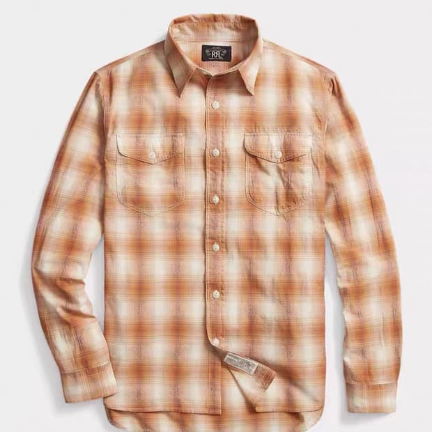 더블알엘 rrl 자수 옴브레 워크셔츠 L   