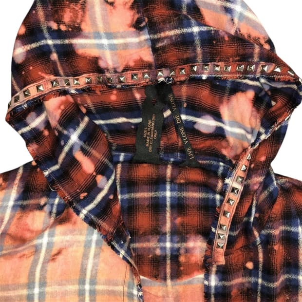 Vlone x clot bleached hooded flannel