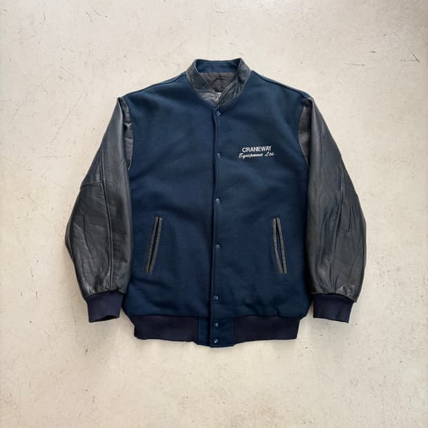 90s Canada 빈티지 울 레더 바시티 자켓 2XL