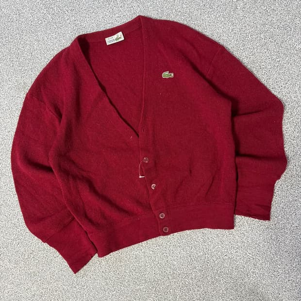 라코스테 버건디 니트 가디건