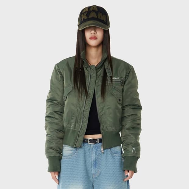 아캄 MA-1 블루종 카키 하이넥 봄버 자켓 사이즈1