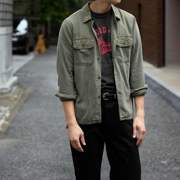 레미릴리프 밀리터리 플라워 셔츠