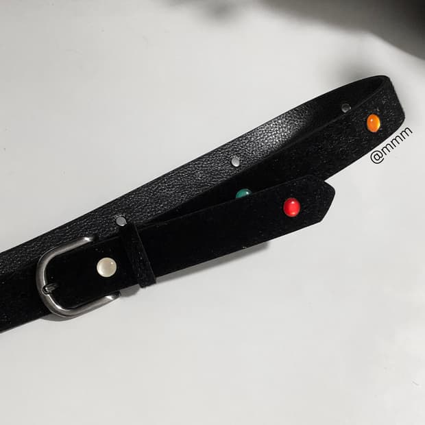 컬러 스터드 송치털 벨트