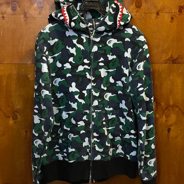 BAPE 베이프 샤크 카모 후드집업 S