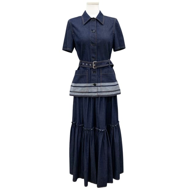 크리스찬 디올 쿠튀르 데님 벨트 투피스