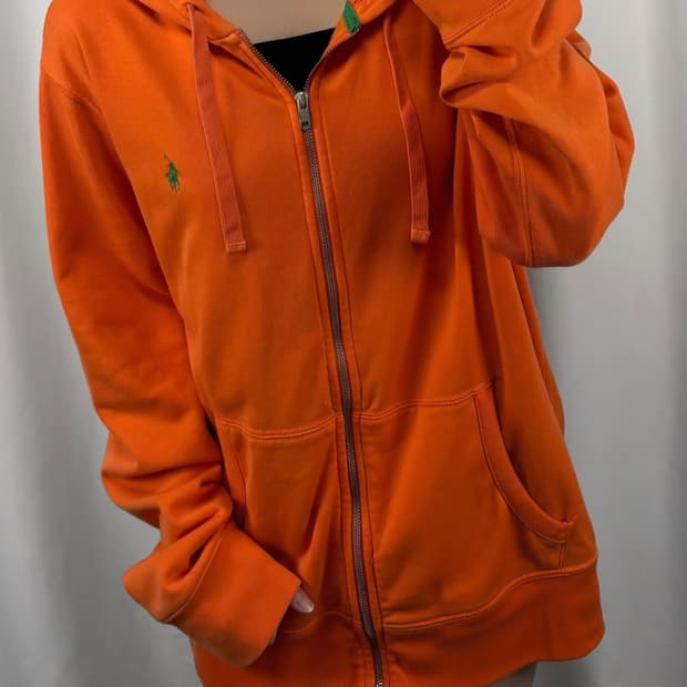 폴로 오렌지 후드집업