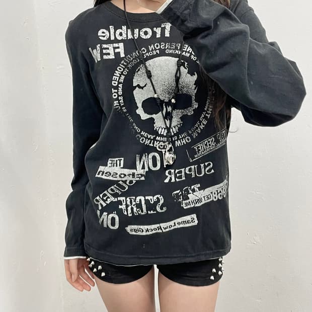 펑크 프린팅 레이어드 슬리브