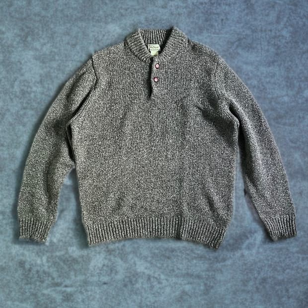 엘엘빈 2 버튼 헨리넥 램스울 스웨터