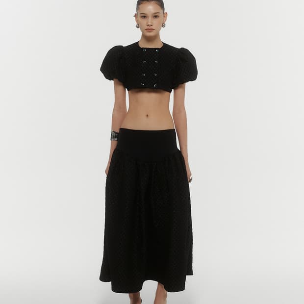 Kanari LOW WAIST LONG SKIRT -BLACK-