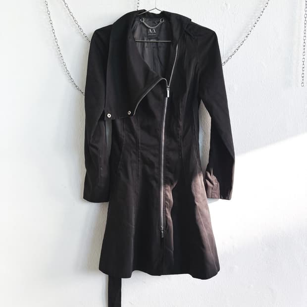 a/x 아르마니 사선지퍼 드레이프 하이넥 코트