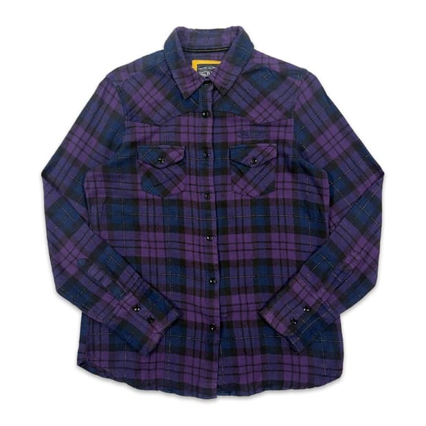 빈티지 Von Dutch 퍼플 체크 셔츠
