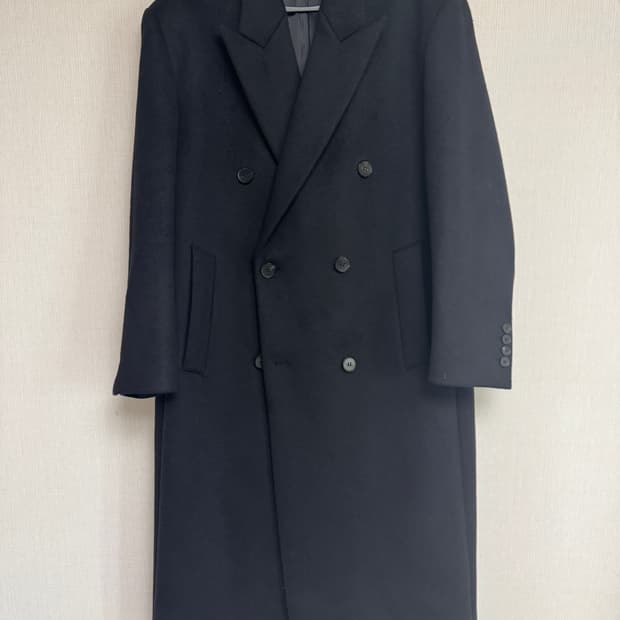 마마가리 오버 더블 브레스티드 코트 블랙 48