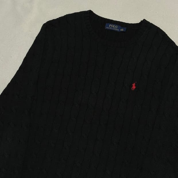 L 폴로랄프로렌 블랙 케이블 니트