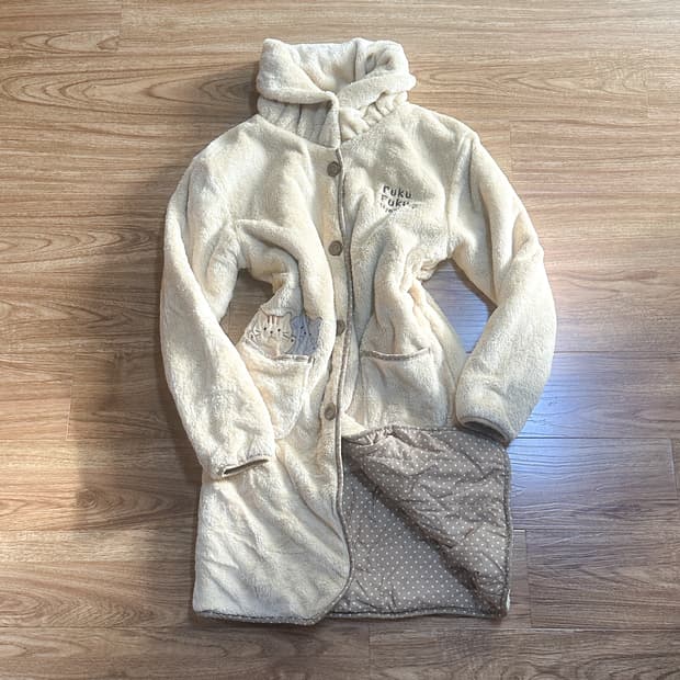 빈티지 퍼 고양이 라떼 브라운 코트 도트 히메갸루 모리걸 너에게닿기를