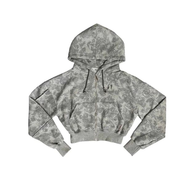 새상품 뉴얼린 플라워 비즈 후드집업 그레이 