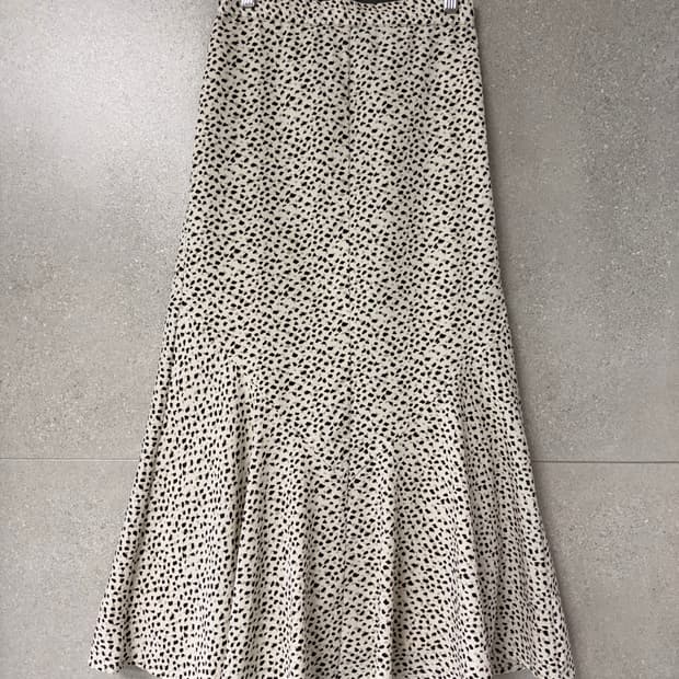 레오파드 롱스커트 머메이드 허리 밴딩