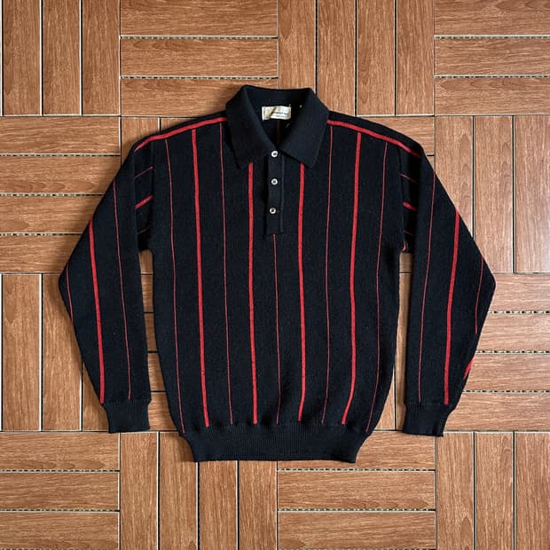 80‘s Matsuzakaya wool striped polo knit