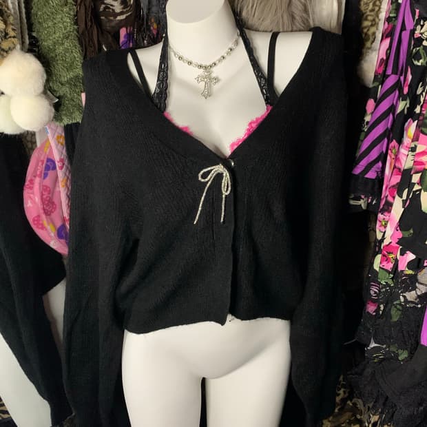 빈티지 h&m 로맨틱 갸루 리본 가디건