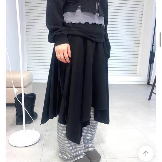 나의나인 floor skirt 레이어드 스커트 블랙