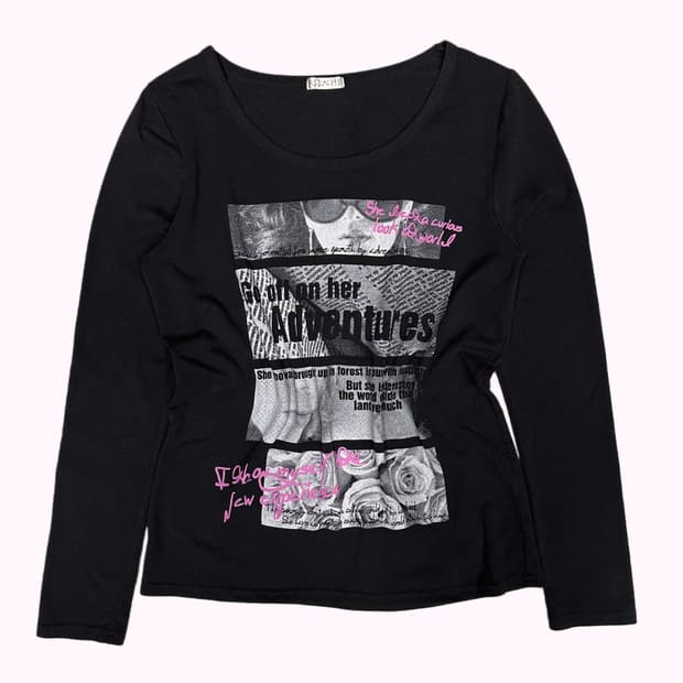 y2k printing black t-shirt