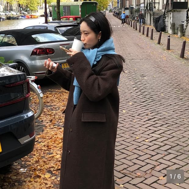 아르토 Alpaca Single Collar Long Coat_Brown