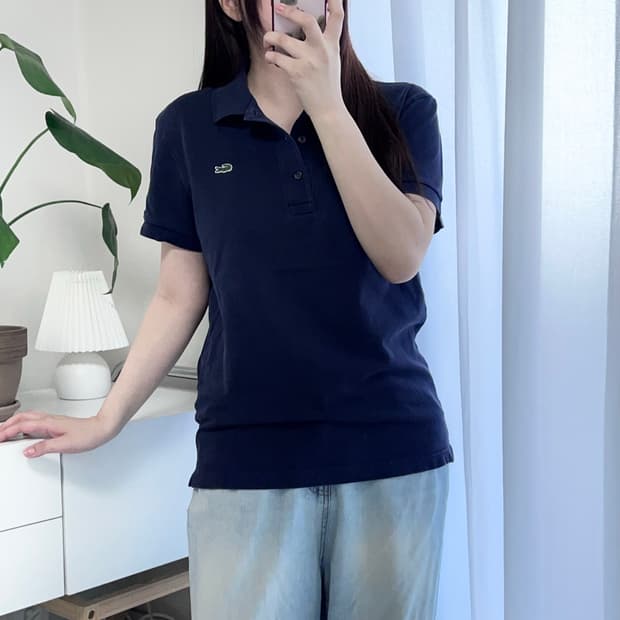 라코스테 네이비 3버튼 반팔카라티 [ M ]